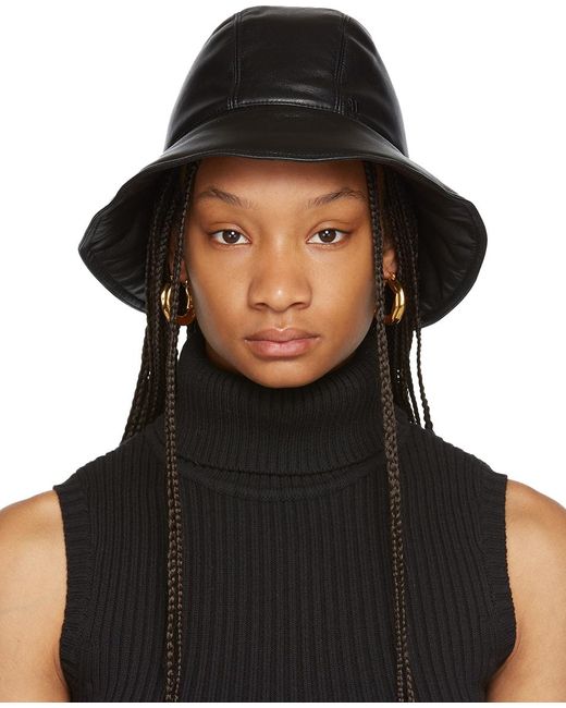 Nanushka Vegan Leather Cameron Bucket Hat in Black | Lyst
