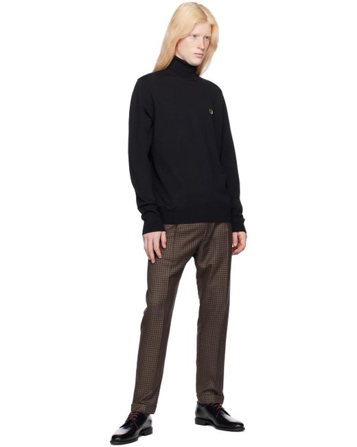 Fred Perry Black Embroidered Turtleneck for men