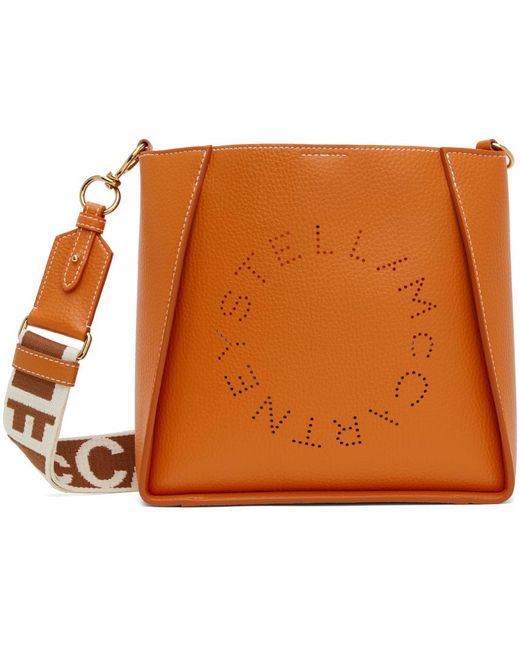 Stella McCartney Orange Perforated Logo Shoulder Bag