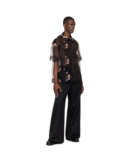 Simone Rocha Black Sheer Patchwork Boxy Shirt for men