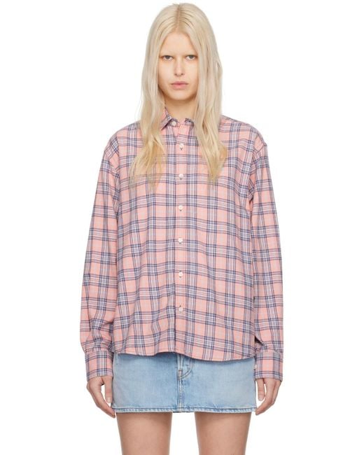 Acne Red Pink Check Shirt