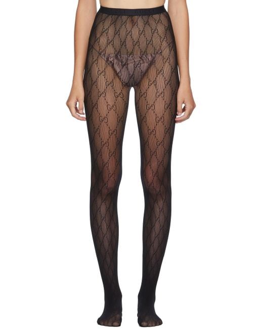 Gucci Synthetic gg Tights in Black | Lyst