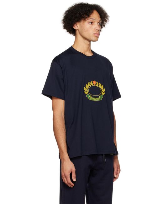 Burberry Blue Navy Oak Leaf Crest T-shirt for men