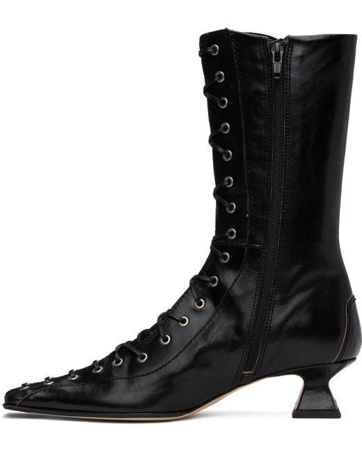 Miista Black Emile Lace-Up Boots