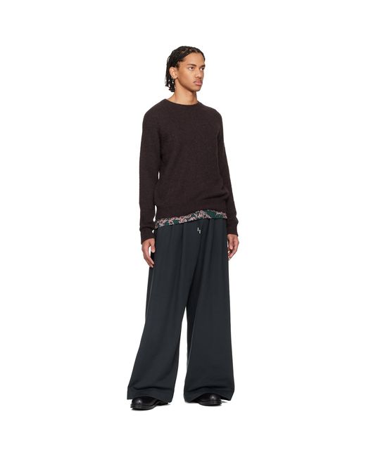 Dries Van Noten Black Pleated Sweatpants for men