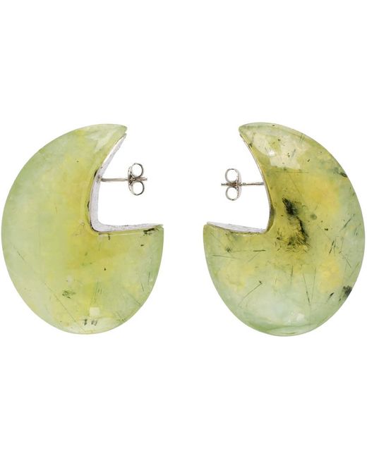 Dries Van Noten Green & Silver Stone Earrings