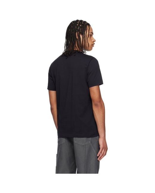 Moncler Black Cotton & Denim Pocket T-Shirt for men