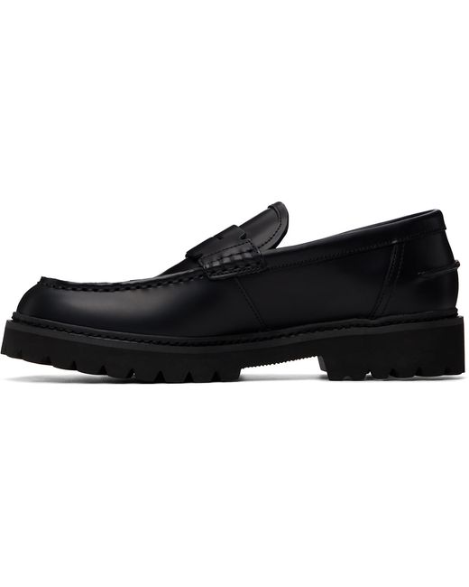 HUGO Black Embossed-Logo Loafers for men