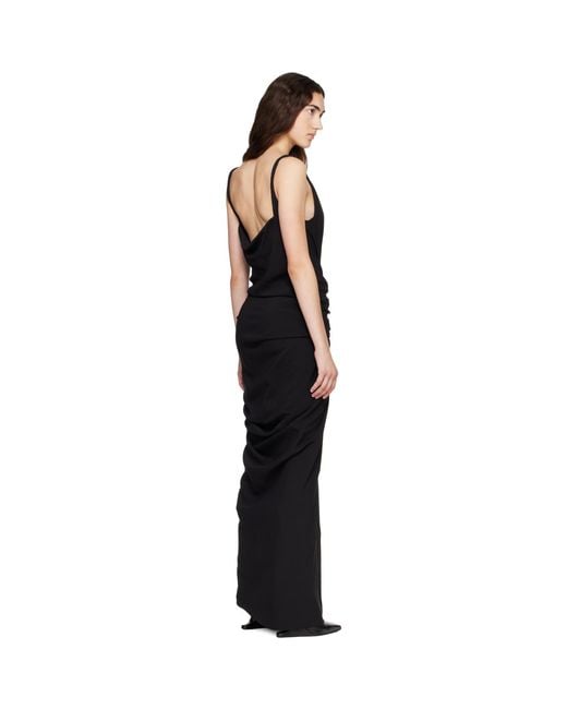 Rick Owens Black Tower Strutter Draped Maxi Dress