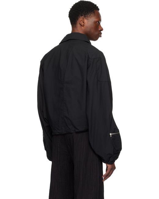 Tondolo Black Ventile Mushroom Bomber Jacket for men