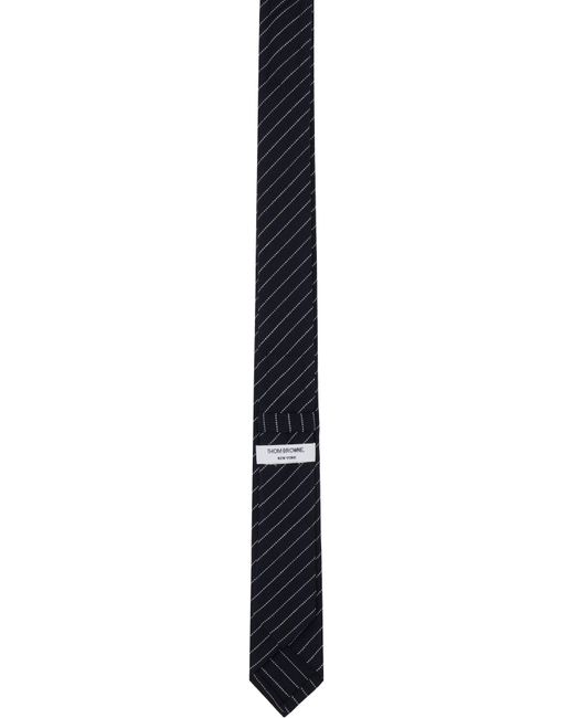 Cravate Bleu Marine En Laine À Torsion Élevée À Rayures Fines Thom Browne pour homme en coloris Black