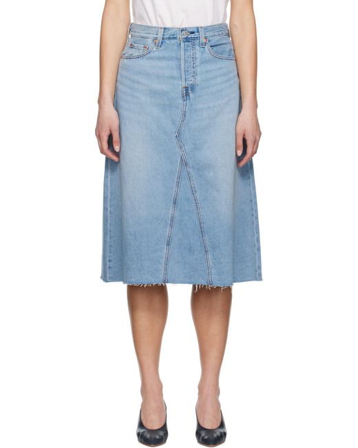 Levi's Women's Blue High Rise A-Line Denim Midi Skirt