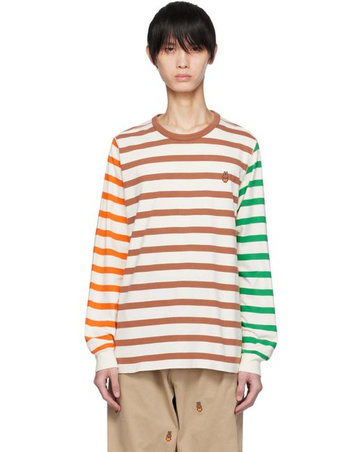 メンズ Pop Trading Co. Miffyコレクション オフホワイト ボーダー 長袖tシャツ Multicolor