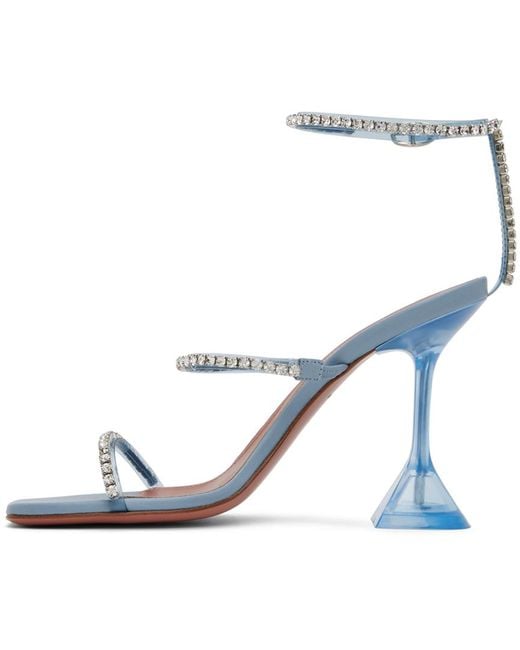 AMINA MUADDI Blue Gilda Glass Heeled Sandals