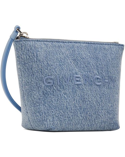 Mini pochette bleue à logo Givenchy en coloris Blue