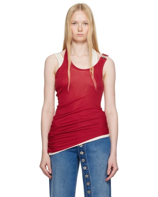 Jean Paul Gaultier Women's Red 'The Draped Double' Tank Top