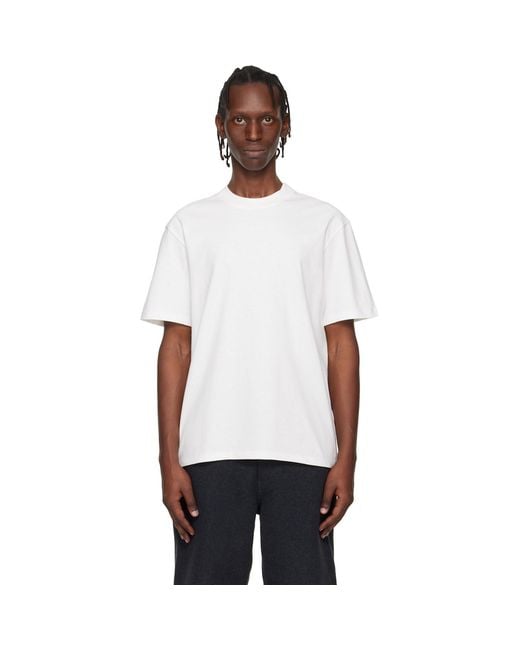 HUGO White Relaxed-Fit Logo-Print T-Shirt for men