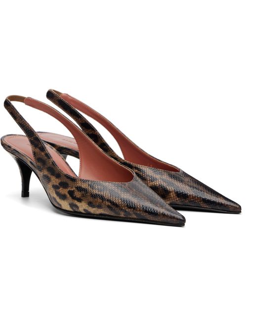 AMINA MUADDI Black Anok Sling 55 Snakeskin Heels