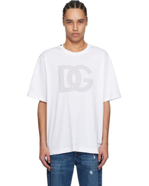 メンズ Dolce & Gabbana ホワイト Dg ロゴ Tシャツ White