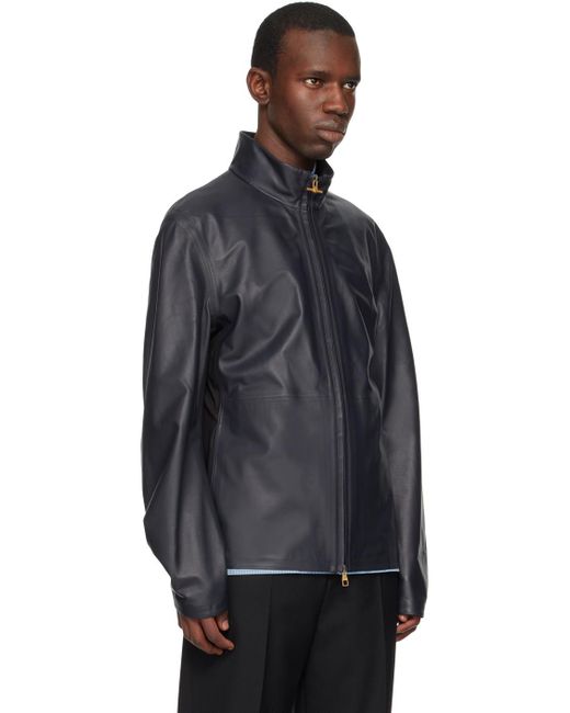 Dunhill Black Performance Leather Jacket for men