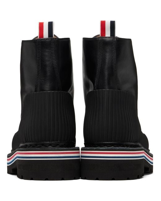 Thom Browne Black Vitello Calf Hiking Sole All Terrain Boots for men