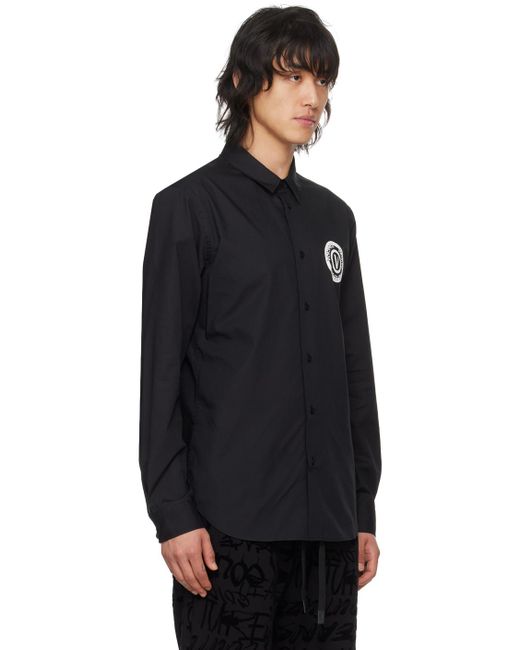 Chemise noire à logo circulaire Versace pour homme en coloris Black