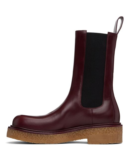 Bottega Veneta Brown Burgundy Haddock Chelsea Boots for men
