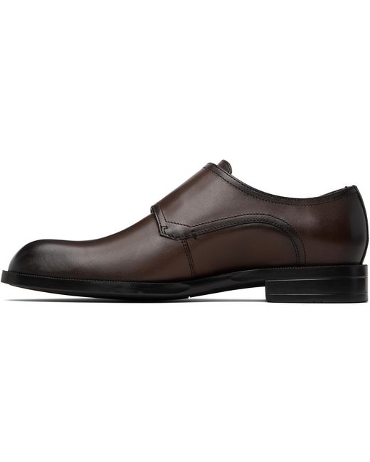 Boss Black Buffed Leather Monkstraps for men
