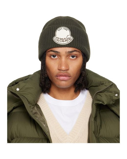 Moncler Green Virgin Wool Beanie for men
