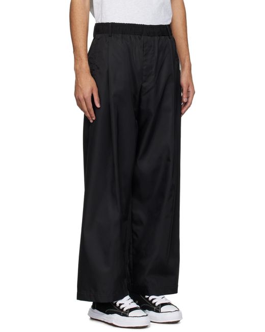 N. Hoolywood Black Tucked Easy Trousers for men