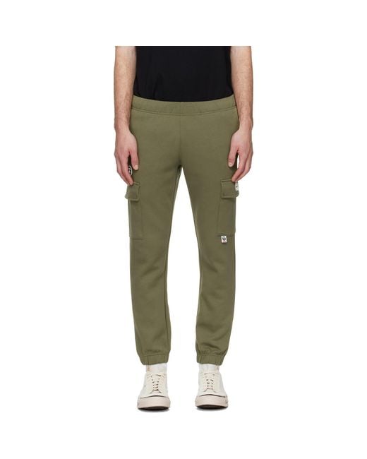 Aape By A Bathing Ape Green Khaki 'Aapenow' Moonface Cargo Sweatpants for men