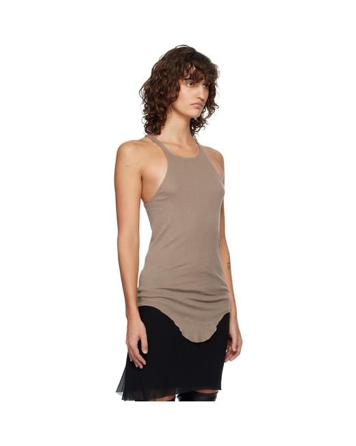 Rick Owens Black Taupe Temple Racer Back Tank Top