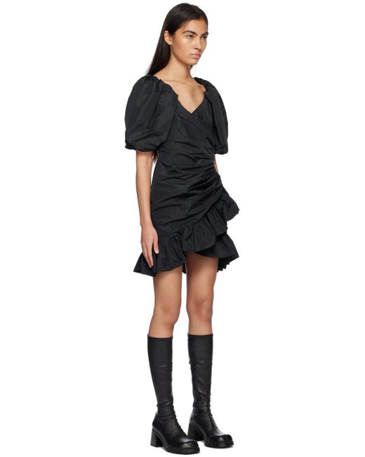 MSGM Black Ruffled Mini Dress