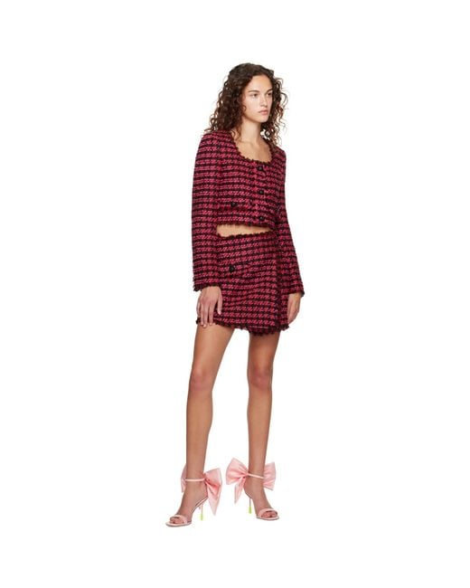 MSGM Red Pink Frayed Skort