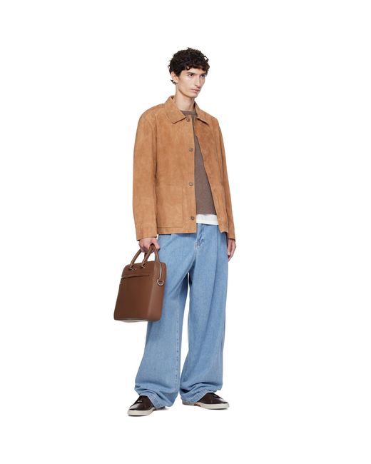 Boss Brown Gary Brushed Leather Sneakers for men
