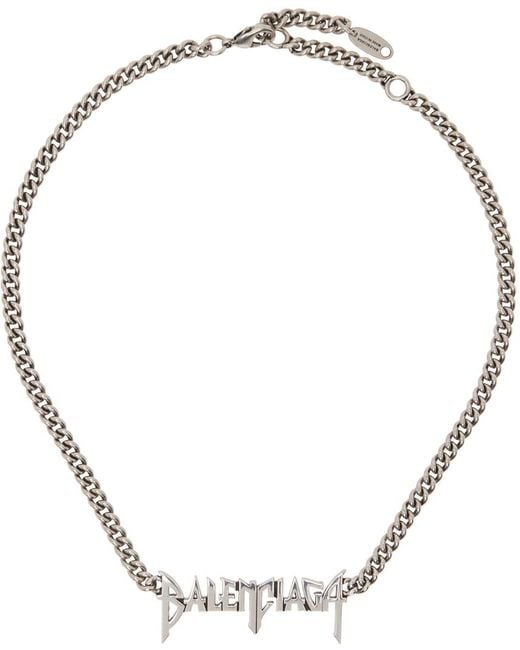 メンズ Balenciaga ガンメタル Typo Metal ネックレス Metallic