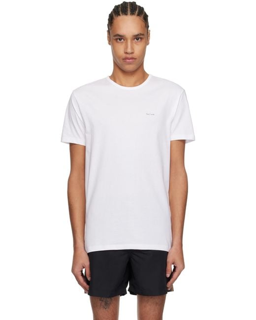 メンズ Paul Smith ホワイト オーガニックコットン ロゴ ラウンジ Tシャツ 3枚セット White