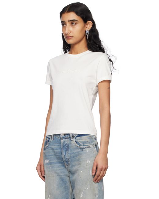 Acne ホワイト ロゴ フィット Tシャツ Multicolor