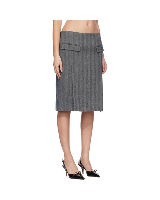 Ferragamo Black Chenille Pencil Double Slit Midi Skirt
