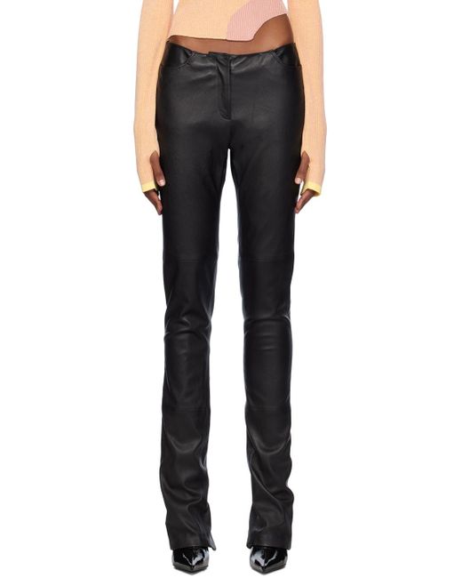 Gcds Black Multi-zip Leather Pants