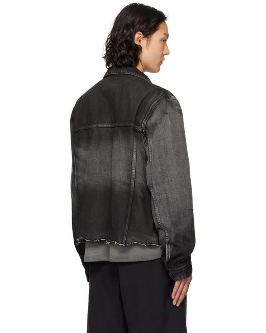 メンズ we11done ブラック Sprayed Sporty Selldone デニムジャケット Black
