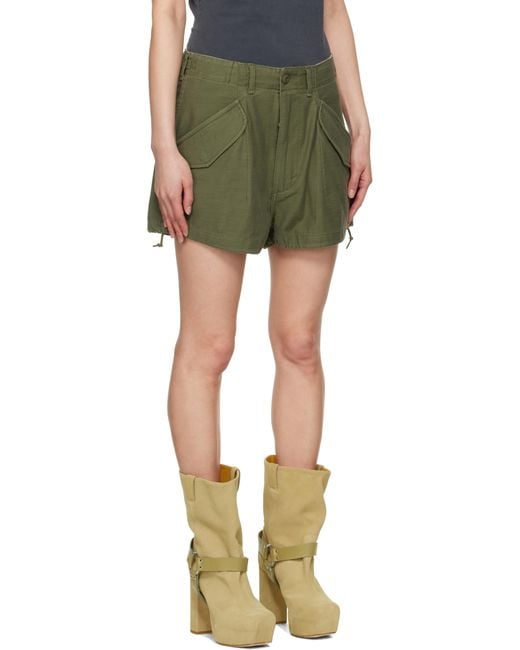 R13 グリーン Marianne ルーズ カーゴショートパンツ Green