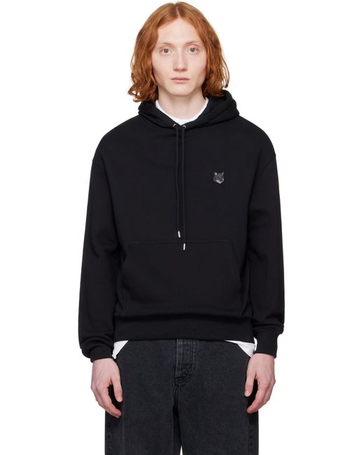 メンズ Maison Kitsuné ブラック ボールド フォックスヘッド パッチ コンフォート フーディ Black