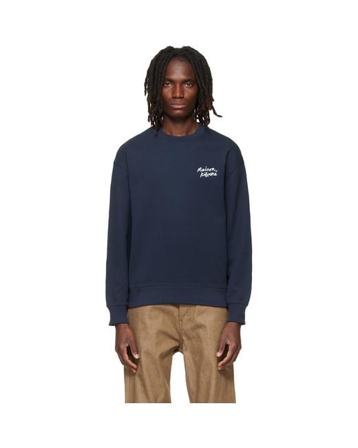 Maison Kitsuné Blue Handwriting Comfort Sweatshirt for men