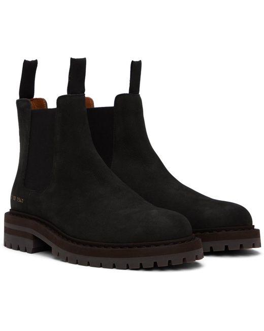 Common Projects Black Suede Chelsea Boots for men