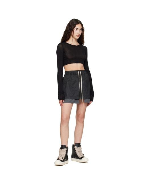 Rick Owens Black Tower Fog Denim Miniskirt