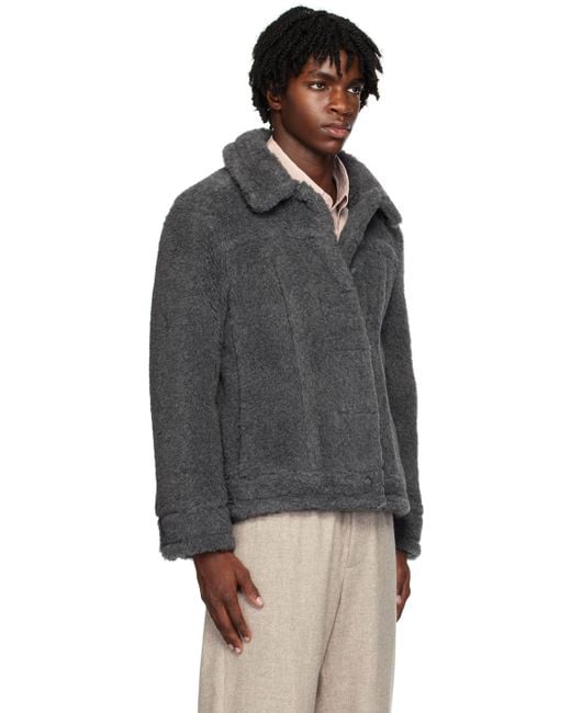 Short grey shop fur jacket
