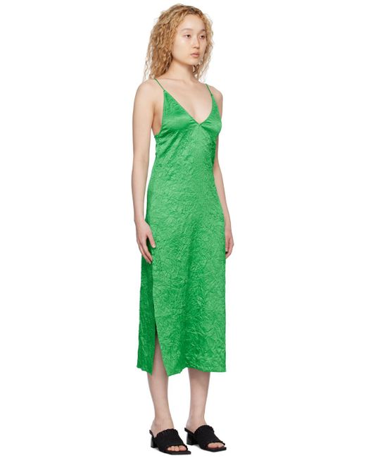 Ganni Green Vented Midi Dress
