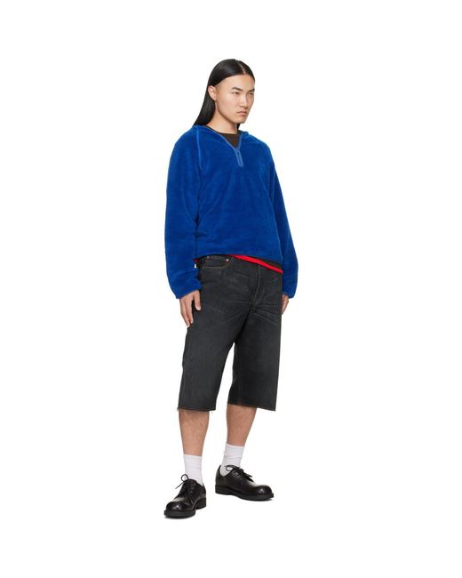 MM6 by Maison Margiela Blue Teddy Fleece Sweatshirt for men