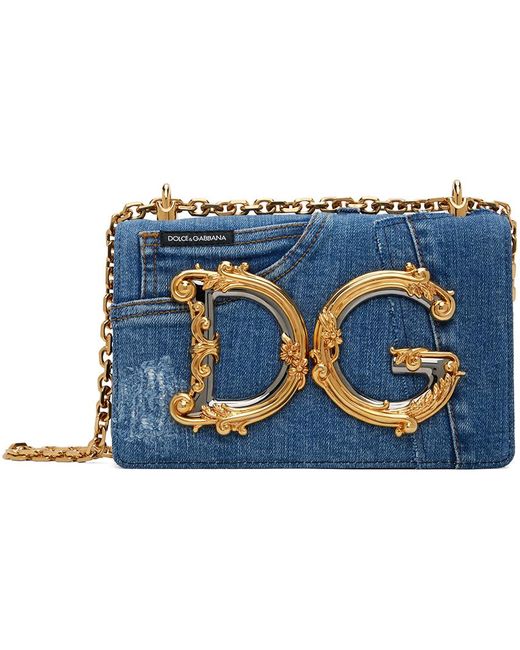 Moyen sac girls bleu en denim à logo dg Dolce & Gabbana en coloris Blue